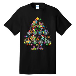 Bicycle Christmas Tree Funny Santa Bicycle Lover Biker Gifts Tall T-Shirt