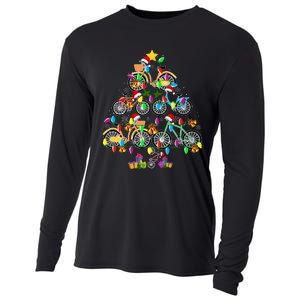 Bicycle Christmas Tree Funny Santa Bicycle Lover Biker Gifts Cooling Performance Long Sleeve Crew