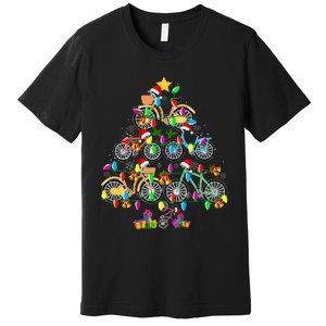 Bicycle Christmas Tree Funny Santa Bicycle Lover Biker Gifts Premium T-Shirt