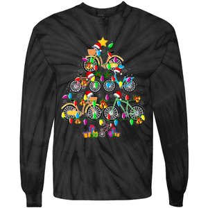 Bicycle Christmas Tree Funny Santa Bicycle Lover Biker Gifts Tie-Dye Long Sleeve Shirt