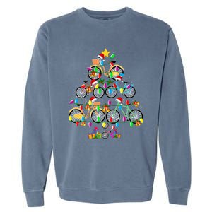 Bicycle Christmas Tree Funny Santa Bicycle Lover Biker Gifts Garment-Dyed Sweatshirt