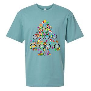 Bicycle Christmas Tree Funny Santa Bicycle Lover Biker Gifts Sueded Cloud Jersey T-Shirt