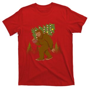 Bigfoot Christmas Tree Funny Xmas T-Shirt