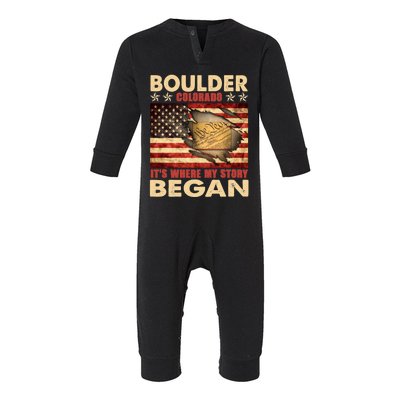 Boulder Colorado Usa Flag Independence Day Great Gift Infant Fleece One Piece