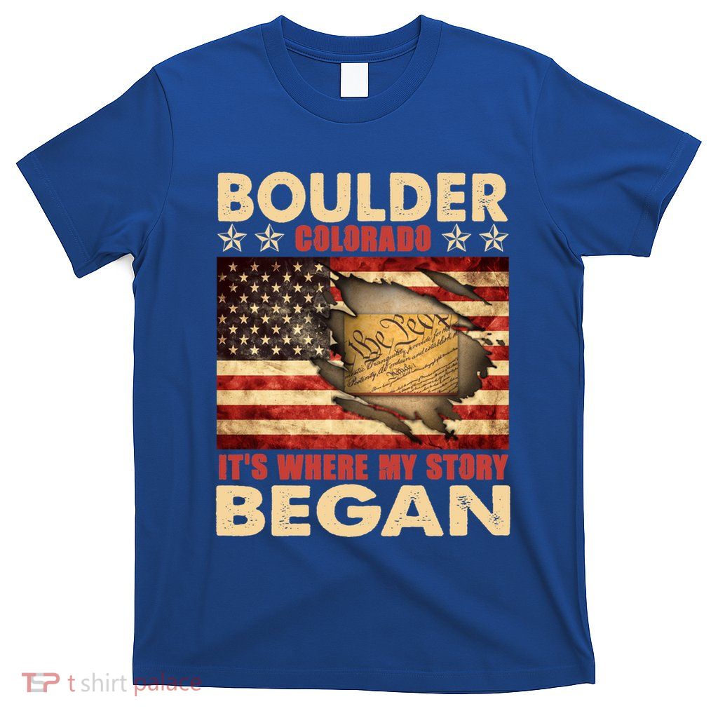 Boulder Colorado Usa Flag Independence Day Great Gift T-Shirt