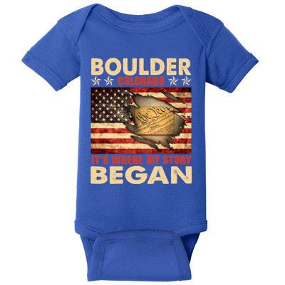 Boulder Colorado Usa Flag Independence Day Great Gift Baby Bodysuit