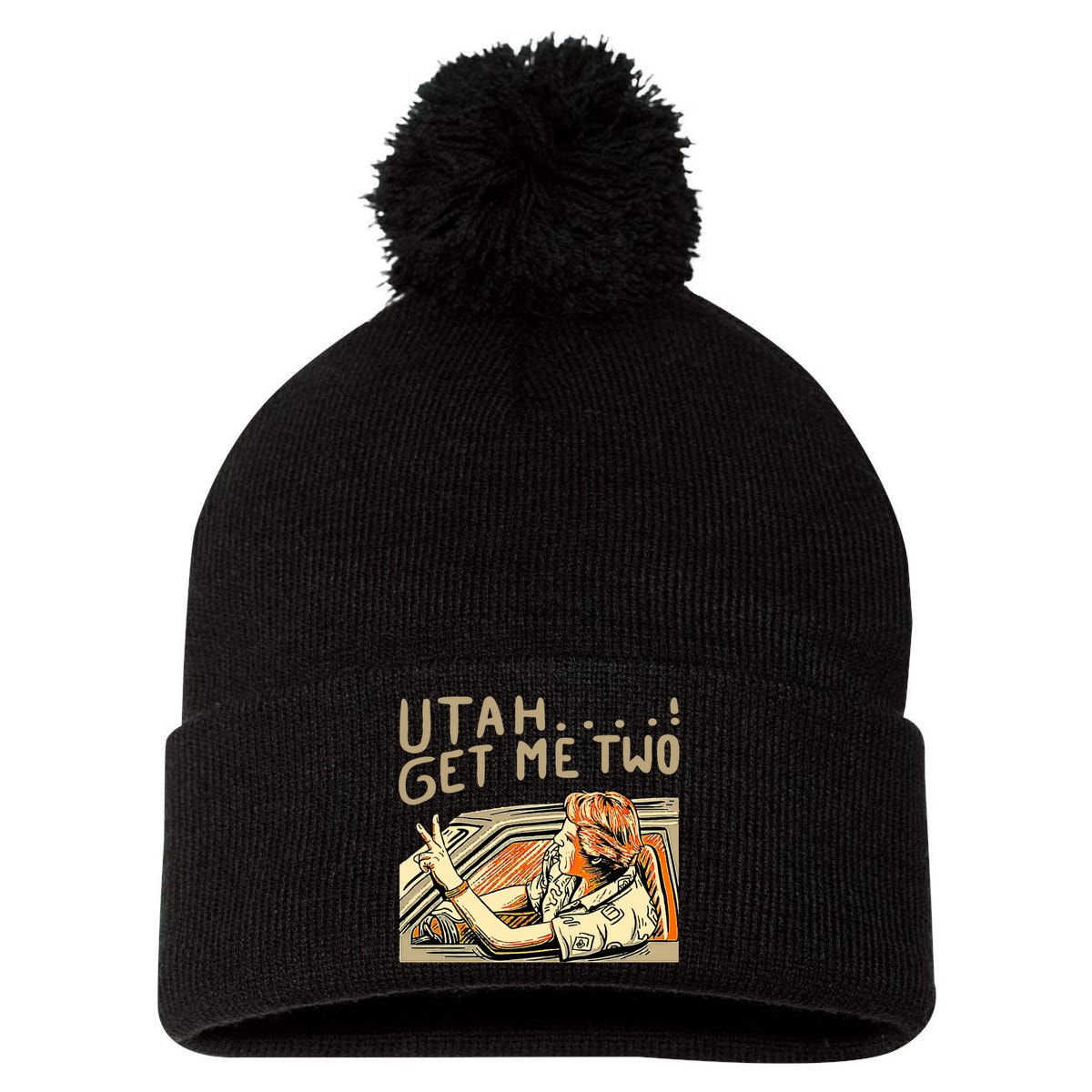 Baseball Chickie Utah Get Me Two Pom Pom 12in Knit Beanie