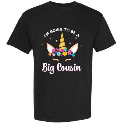 Big Cousin Unicorn Face Gift Cute Unicorn Face Birth Of Baby Garment-Dyed Heavyweight T-Shirt