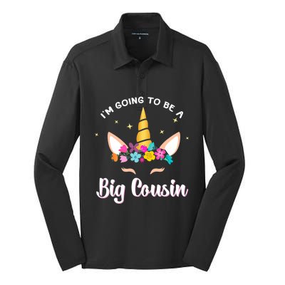 Big Cousin Unicorn Face Gift Cute Unicorn Face Birth Of Baby Silk Touch Performance Long Sleeve Polo