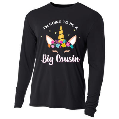 Big Cousin Unicorn Face Gift Cute Unicorn Face Birth Of Baby Cooling Performance Long Sleeve Crew