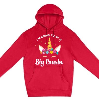 Big Cousin Unicorn Face Gift Cute Unicorn Face Birth Of Baby Premium Pullover Hoodie