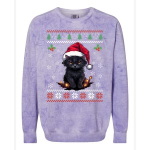 Black Cat Ugly Christmas Sweater Xmas Kitten For Adults Cool Gift Colorblast Crewneck Sweatshirt