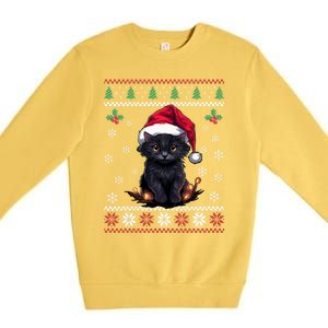 Black Cat Ugly Christmas Sweater Xmas Kitten For Adults Cool Gift Premium Crewneck Sweatshirt