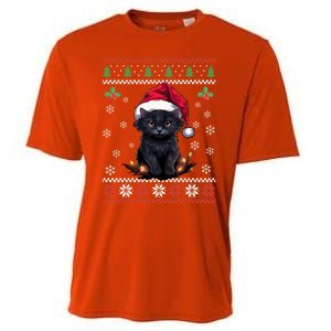 Black Cat Ugly Christmas Sweater Xmas Kitten For Adults Cool Gift Cooling Performance Crew T-Shirt