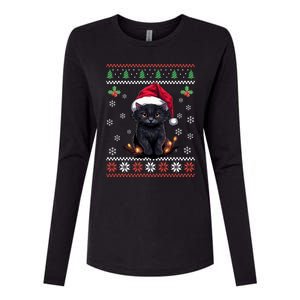 Black Cat Ugly Christmas Sweater Xmas Kitten For Adults Cool Gift Womens Cotton Relaxed Long Sleeve T-Shirt