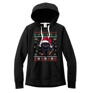 Black Cat Ugly Christmas Sweater Xmas Kitten For Adults Cool Gift Women's Fleece Hoodie