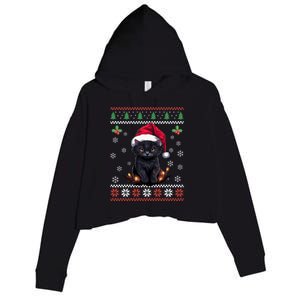 Black Cat Ugly Christmas Sweater Xmas Kitten For Adults Cool Gift Crop Fleece Hoodie