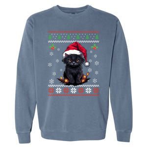 Black Cat Ugly Christmas Sweater Xmas Kitten For Adults Cool Gift Garment-Dyed Sweatshirt