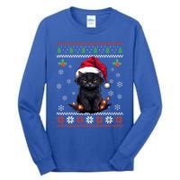 Black Cat Ugly Christmas Sweater Xmas Kitten For Adults Cool Gift Tall Long Sleeve T-Shirt