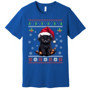 Black Cat Ugly Christmas Sweater Xmas Kitten For Adults Cool Gift Premium T-Shirt