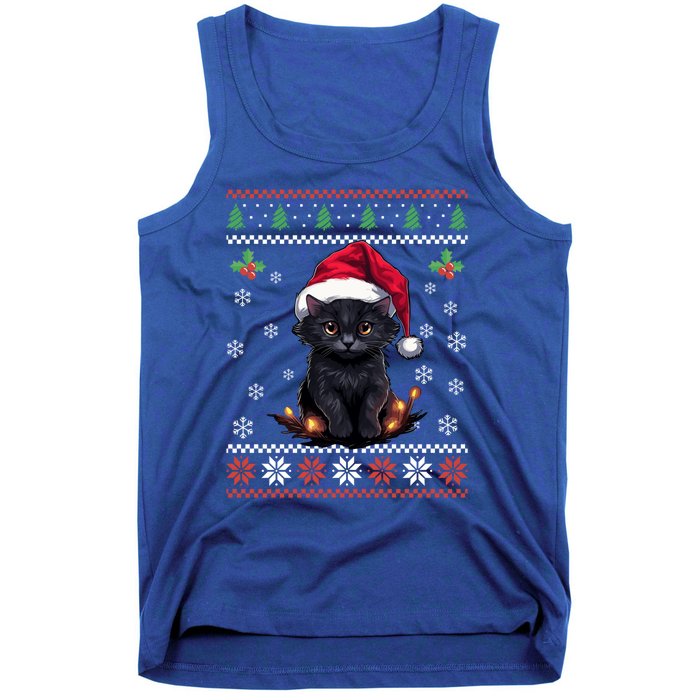 Black Cat Ugly Christmas Sweater Xmas Kitten For Adults Cool Gift Tank Top