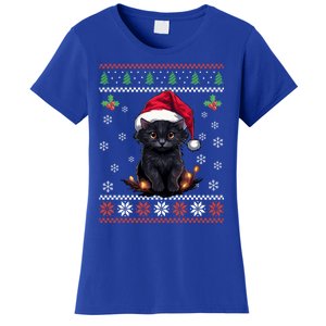 Black Cat Ugly Christmas Sweater Xmas Kitten For Adults Cool Gift Women's T-Shirt