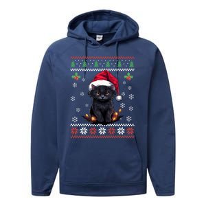 Black Cat Ugly Christmas Sweater Xmas Kitten For Adults Cool Gift Performance Fleece Hoodie