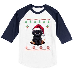 Black Cat Ugly Christmas Sweater Xmas Kitten For Adults Cool Gift Baseball Sleeve Shirt