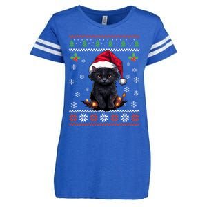 Black Cat Ugly Christmas Sweater Xmas Kitten For Adults Cool Gift Enza Ladies Jersey Football T-Shirt