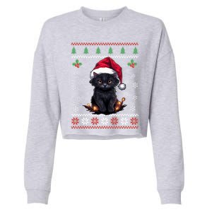 Black Cat Ugly Christmas Sweater Xmas Kitten For Adults Cool Gift Cropped Pullover Crew