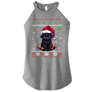 Black Cat Ugly Christmas Sweater Xmas Kitten For Adults Cool Gift Women's Perfect Tri Rocker Tank