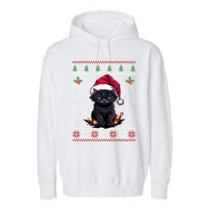 Black Cat Ugly Christmas Sweater Xmas Kitten For Adults Cool Gift Garment-Dyed Fleece Hoodie