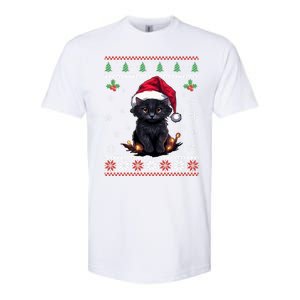 Black Cat Ugly Christmas Sweater Xmas Kitten For Adults Cool Gift Softstyle CVC T-Shirt