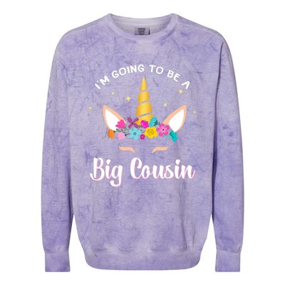 Big Cousin Unicorn Face Gift Cute Unicorn Face Birth Of Baby Colorblast Crewneck Sweatshirt