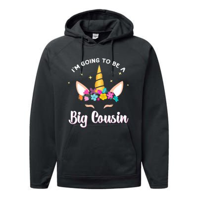 Big Cousin Unicorn Face Gift Cute Unicorn Face Birth Of Baby Performance Fleece Hoodie