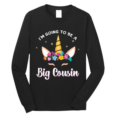 Big Cousin Unicorn Face Gift Cute Unicorn Face Birth Of Baby Long Sleeve Shirt