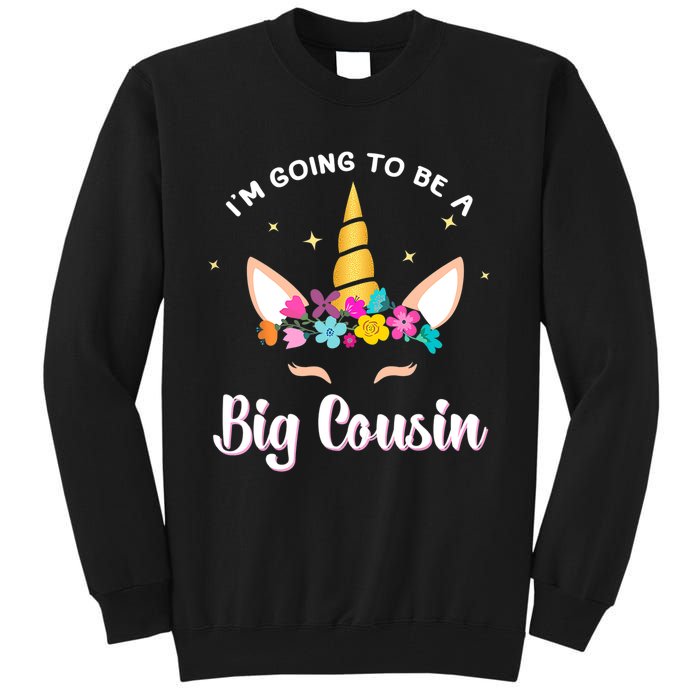 Big Cousin Unicorn Face Gift Cute Unicorn Face Birth Of Baby Tall Sweatshirt