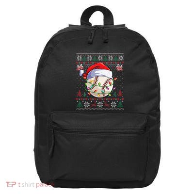 Baseball Christmas Ugly Sweater Funny Santa Sport Kids 16 in Basic Backpack