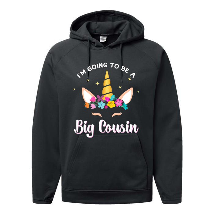 Big Cousin Unicorn Face Gift cute unicorn face birth of baby Performance Fleece Hoodie