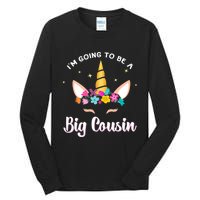 Big Cousin Unicorn Face Gift cute unicorn face birth of baby Tall Long Sleeve T-Shirt