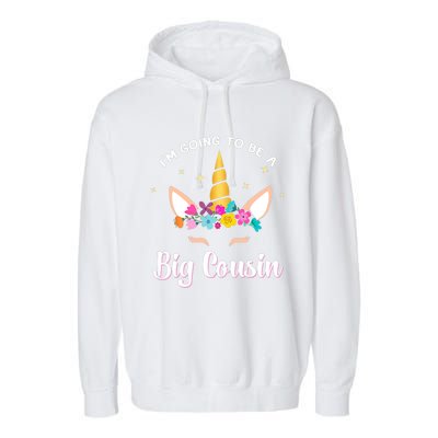 Big Cousin Unicorn Face Gift cute unicorn face birth of baby Garment-Dyed Fleece Hoodie