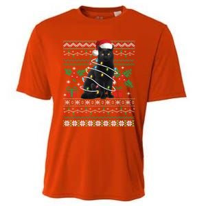 Black Cat Ugly Christmas Santa Cat Cool Gift Cooling Performance Crew T-Shirt