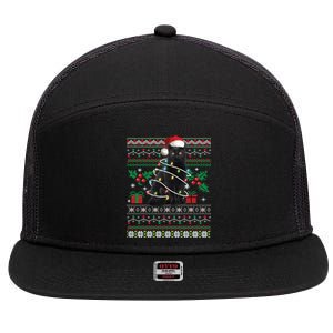 Black Cat Ugly Christmas Santa Cat Cool Gift 7 Panel Mesh Trucker Snapback Hat