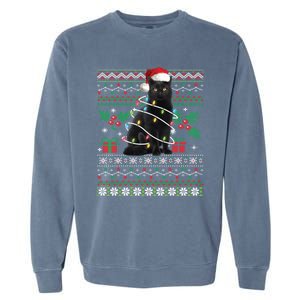 Black Cat Ugly Christmas Santa Cat Cool Gift Garment-Dyed Sweatshirt