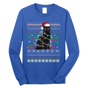 Black Cat Ugly Christmas Santa Cat Cool Gift Long Sleeve Shirt