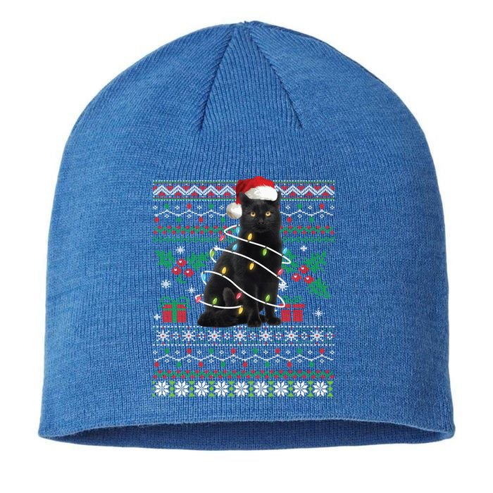 Black Cat Ugly Christmas Santa Cat Cool Gift Sustainable Beanie