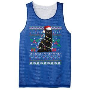 Black Cat Ugly Christmas Santa Cat Cool Gift Mesh Reversible Basketball Jersey Tank