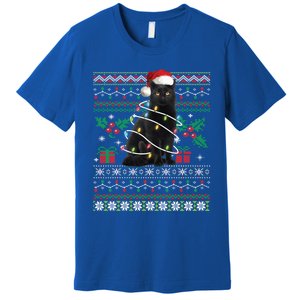 Black Cat Ugly Christmas Santa Cat Cool Gift Premium T-Shirt