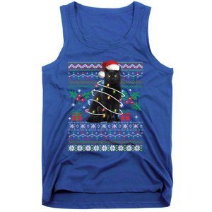 Black Cat Ugly Christmas Santa Cat Cool Gift Tank Top