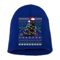 Black Cat Ugly Christmas Santa Cat Cool Gift Short Acrylic Beanie